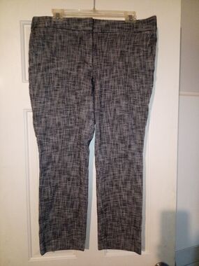 Ann Taylor Black and White Straight-Leg Patterned Jeans